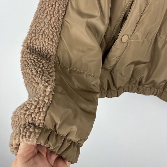 Good American Tan Full Zip Two Tone Puff Fleece Jacket Size 5 US 2XL - Picture 5 of 15